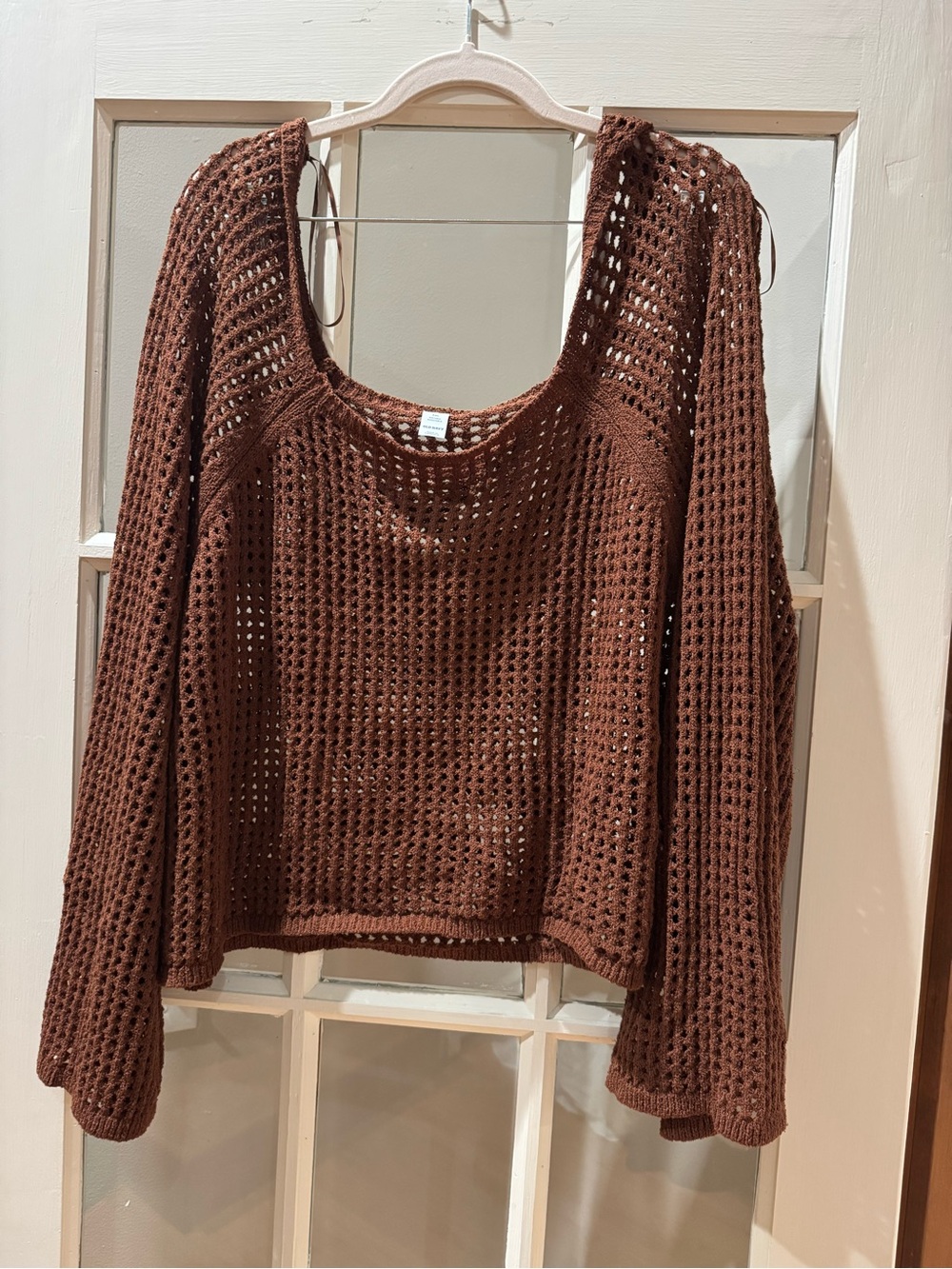 Old Navy Chestnut Brown Open-Weave Scoopneck Sweater